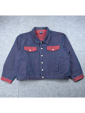 Vintage The Blues Denim Jacket Womens 3X Two Tone 90s Trucker Western Festival